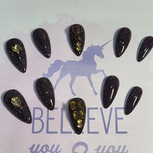 Elegant Dark Purple Glitter Press-On Nails